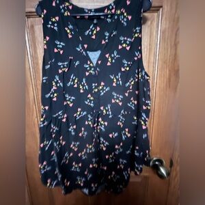 Torrid Black Top with Colorful Cat Print